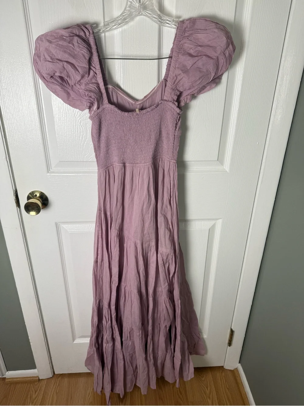Free People Sundrenched Short Sleeve Maxi Dress in Dawn Pink XS